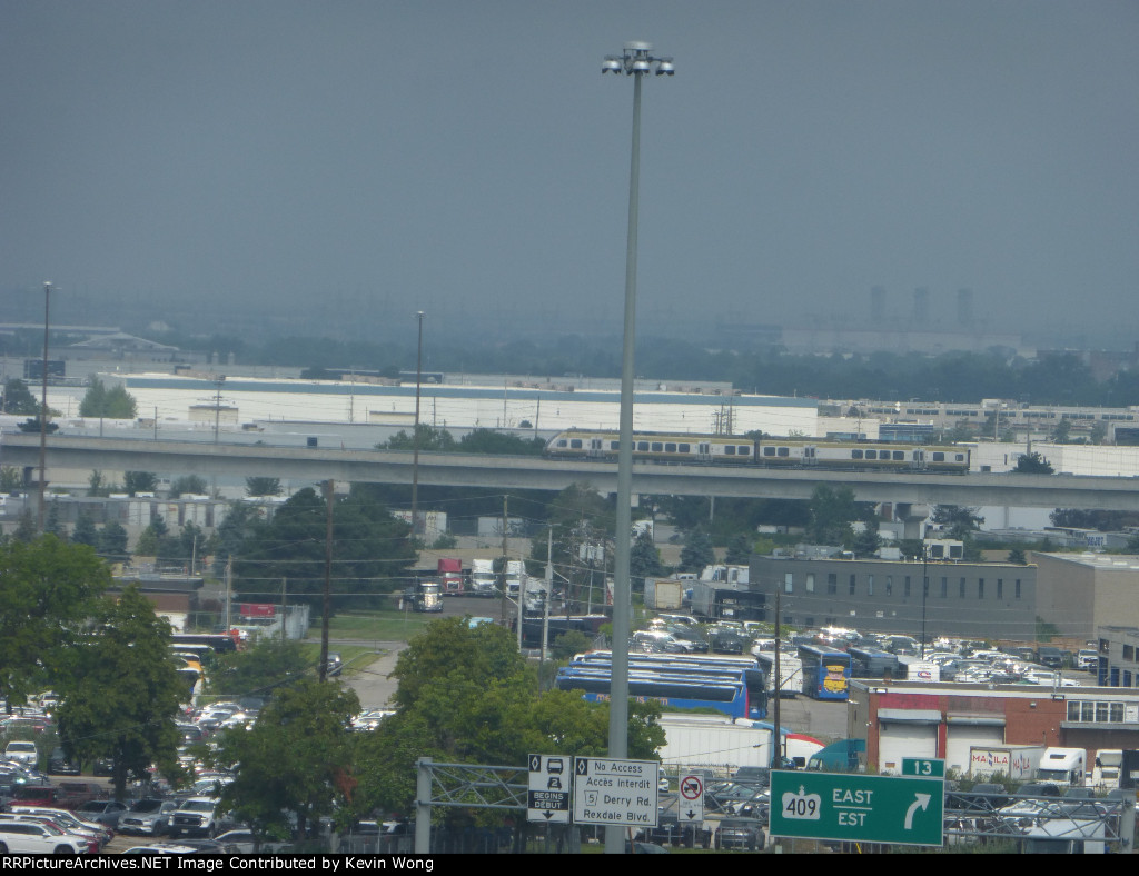 UP Express on the viaduct approaching Pearson Airport